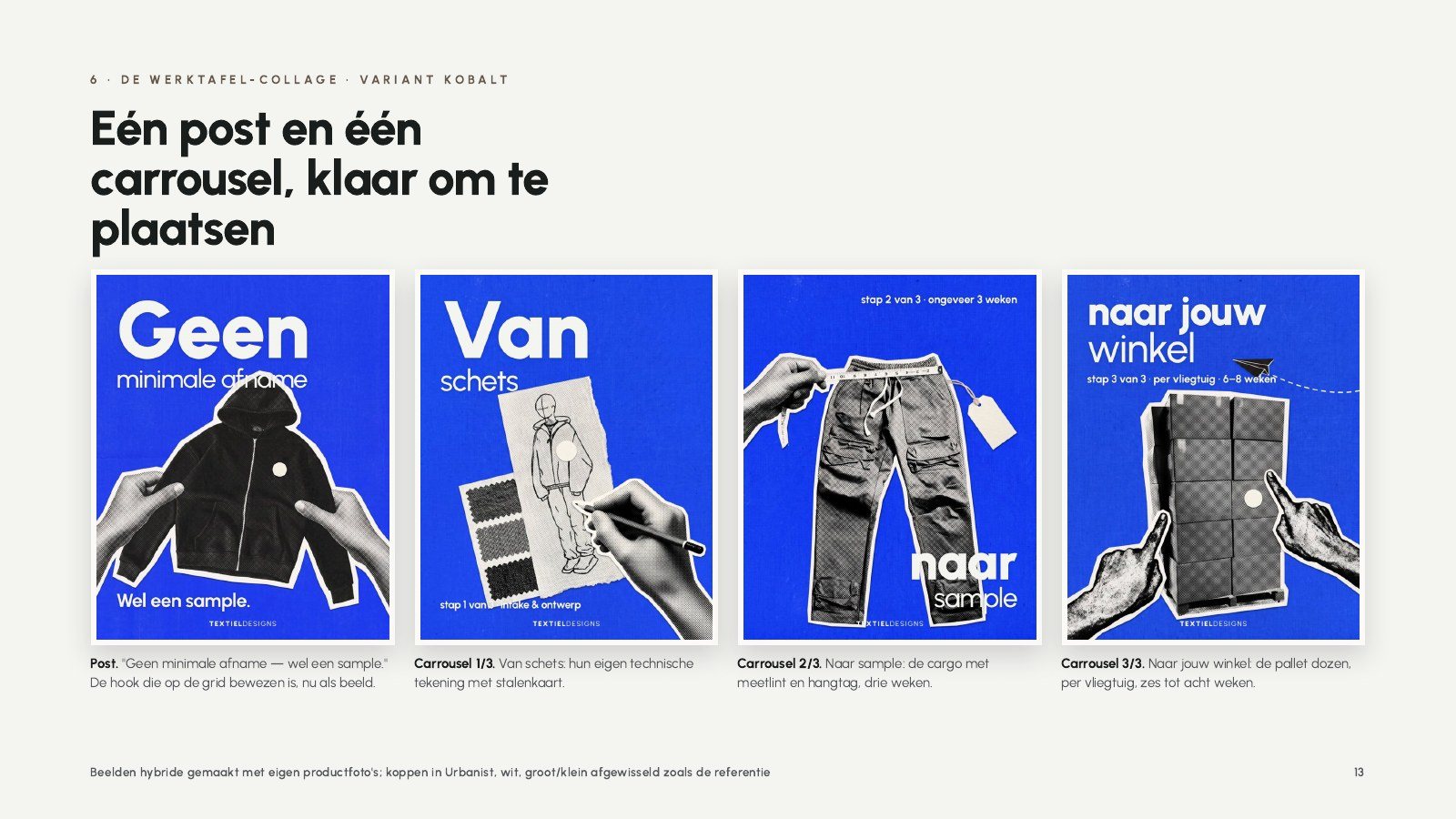 Brand guide page: one post and one carousel, ready to publish